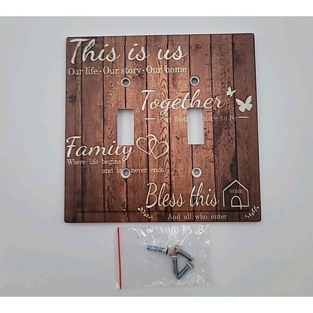 Double Toggle Light Switch Cover Country Home Wood Grain This Is Us Brown Family
